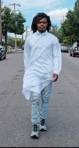 Bilal Mens Collared Khamis - White